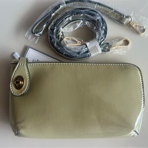 Elegant Olive Green Clutch with Gold Accents
